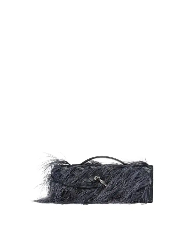 Bottega Veneta Andiamo Feather Leather Clutch Bag