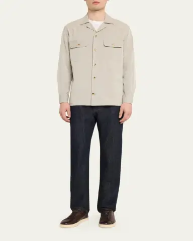 Baldassari Men's Cotton and Lyocell Two-Pocket Bowling Overshirt | Thumbnail 2 Baldassari Men's Cotton and Lyocell Two-Pocket Bowling Overshirt | Thumbnail 2