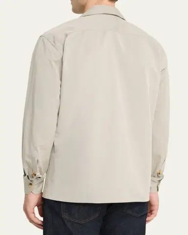 Baldassari Men's Cotton and Lyocell Two-Pocket Bowling Overshirt | Thumbnail 3 Baldassari Men's Cotton and Lyocell Two-Pocket Bowling Overshirt | Thumbnail 3