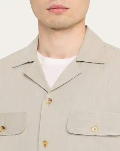 Baldassari Men's Cotton and Lyocell Two-Pocket Bowling Overshirt | Thumbnail 5 Baldassari Men's Cotton and Lyocell Two-Pocket Bowling Overshirt | Thumbnail 5