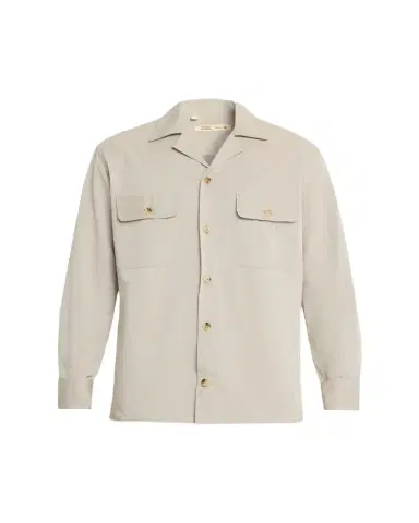 Baldassari Men's Cotton and Lyocell Two-Pocket Bowling Overshirt | Thumbnail 1 Baldassari Men's Cotton and Lyocell Two-Pocket Bowling Overshirt | Thumbnail 1