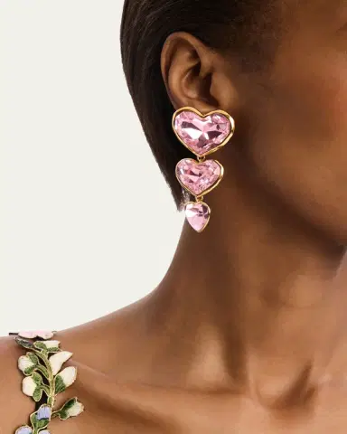 Oscar de la Renta Crystal Heart Drop Clip-On Earrings | Thumbnail 2 Oscar de la Renta Crystal Heart Drop Clip-On Earrings | Thumbnail 2
