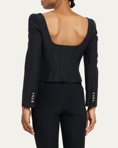 McQueen Square-Neck Pinstripe Bustier Jacket | Thumbnail 3 McQueen Square-Neck Pinstripe Bustier Jacket | Thumbnail 3