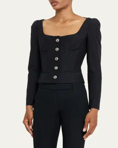 McQueen Square-Neck Pinstripe Bustier Jacket | Thumbnail 4 McQueen Square-Neck Pinstripe Bustier Jacket | Thumbnail 4