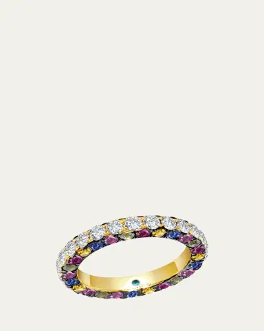 Graziela Gems Rainbow Gem and Diamond 3-Sided Band Ring | Thumbnail 3 Graziela Gems Rainbow Gem and Diamond 3-Sided Band Ring | Thumbnail 3
