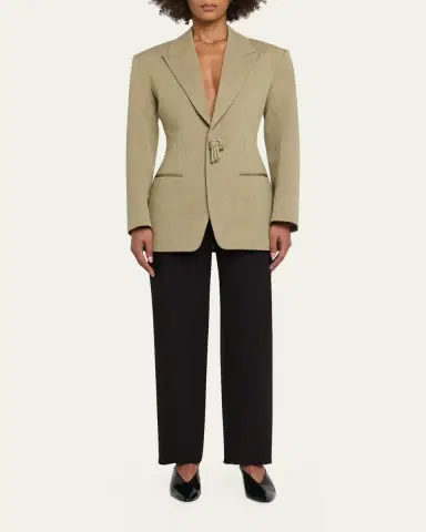 Bottega Veneta Oversized Wool-Linen Single-Breasted Jacket | Thumbnail 2 Bottega Veneta Oversized Wool-Linen Single-Breasted Jacket | Thumbnail 2
