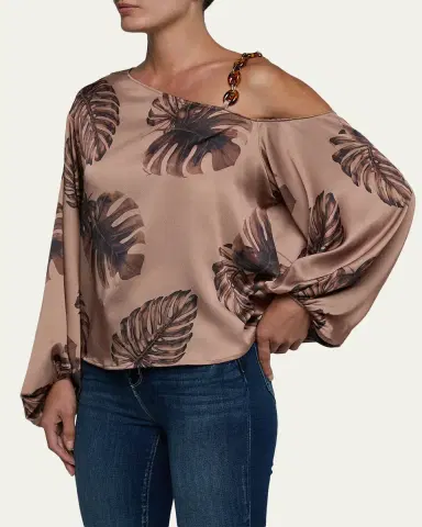 L'Agence Asami Botanical-Print Satin Blouse | Thumbnail 4 L'Agence Asami Botanical-Print Satin Blouse | Thumbnail 4