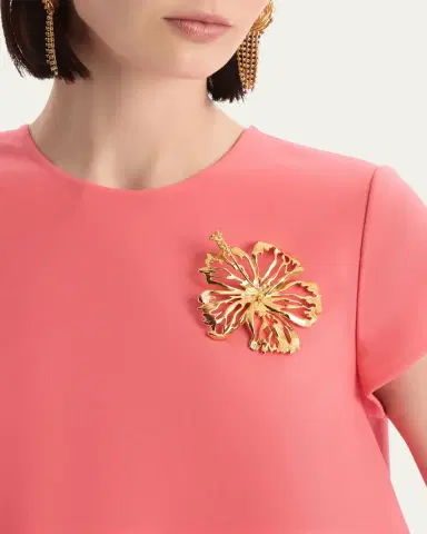 Oscar de la Renta Openwork Hibiscus Brooch | Thumbnail 2 Oscar de la Renta Openwork Hibiscus Brooch | Thumbnail 2