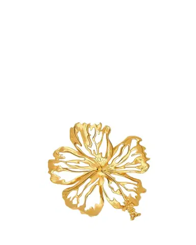 Oscar de la Renta Openwork Hibiscus Brooch | Thumbnail 1 Oscar de la Renta Openwork Hibiscus Brooch | Thumbnail 1