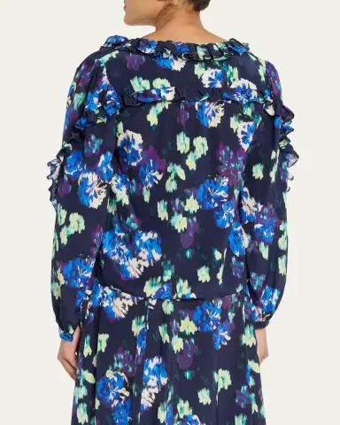 Ulla Johnson Marguerite Floral Silk Long-Sleeve Blouse | Thumbnail 3 Ulla Johnson Marguerite Floral Silk Long-Sleeve Blouse | Thumbnail 3