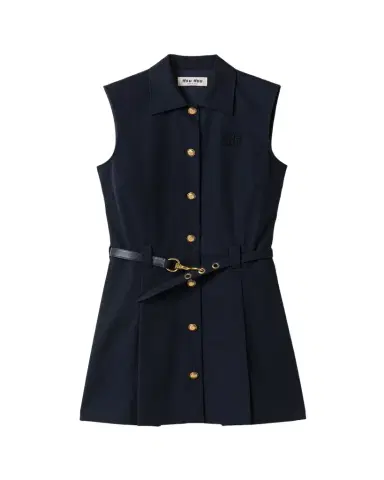 Miu Miu Sleeveless Belted Cotton Mini Shirtdress | Thumbnail 1 Miu Miu Sleeveless Belted Cotton Mini Shirtdress | Thumbnail 1