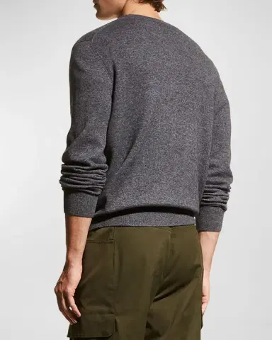 Neiman Marcus Men's Wool-Cashmere Knit V-Neck Sweater | Thumbnail 2 Neiman Marcus Men's Wool-Cashmere Knit V-Neck Sweater | Thumbnail 2