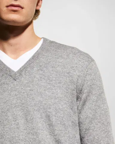 Neiman Marcus Men's Wool-Cashmere Knit V-Neck Sweater | Thumbnail 4 Neiman Marcus Men's Wool-Cashmere Knit V-Neck Sweater | Thumbnail 4