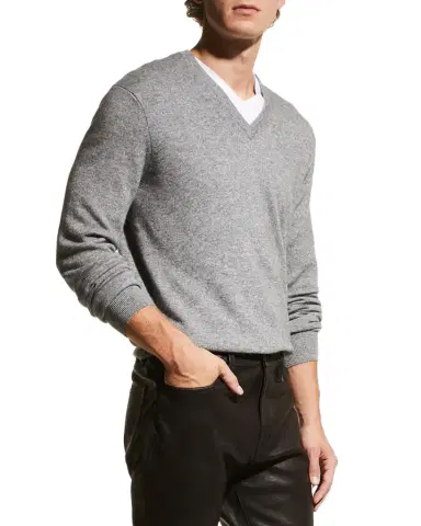 Neiman Marcus Men's Wool-Cashmere Knit V-Neck Sweater | Thumbnail 1 Neiman Marcus Men's Wool-Cashmere Knit V-Neck Sweater | Thumbnail 1