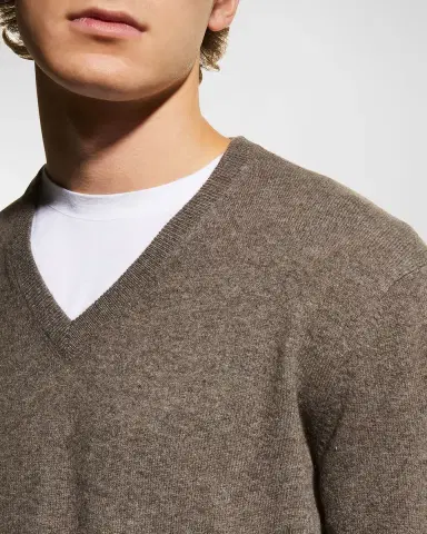 Neiman Marcus Men's Wool-Cashmere Knit V-Neck Sweater | Thumbnail 4 Neiman Marcus Men's Wool-Cashmere Knit V-Neck Sweater | Thumbnail 4