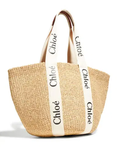 Chloé Woody Large Mifuko Basket Bag in Fair Trade Paper Embellished with Linen | Thumbnail 4 Chloé Woody Large Mifuko Basket Bag in Fair Trade Paper Embellished with Linen | Thumbnail 4