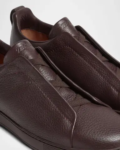 ZEGNA Men 's Triple Stitch Deerskin Leather Sneakers | Thumbnail 2 ZEGNA Men 's Triple Stitch Deerskin Leather Sneakers | Thumbnail 2