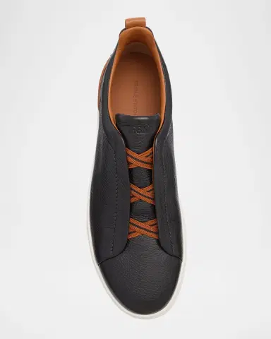 Zegna Men's Triple Stitch Deerskin Leather Sneakers | Thumbnail 5 Zegna Men's Triple Stitch Deerskin Leather Sneakers | Thumbnail 5