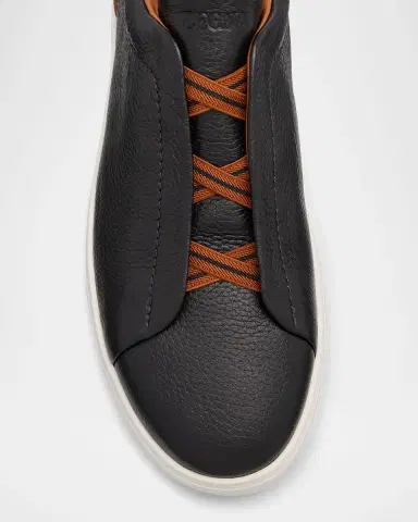 Zegna Men's Triple Stitch Deerskin Leather Sneakers | Thumbnail 6 Zegna Men's Triple Stitch Deerskin Leather Sneakers | Thumbnail 6