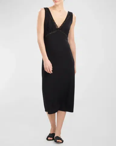 Natori Feathers Essentials Lace-Trim Jersey Nightgown | Thumbnail 3 Natori Feathers Essentials Lace-Trim Jersey Nightgown | Thumbnail 3