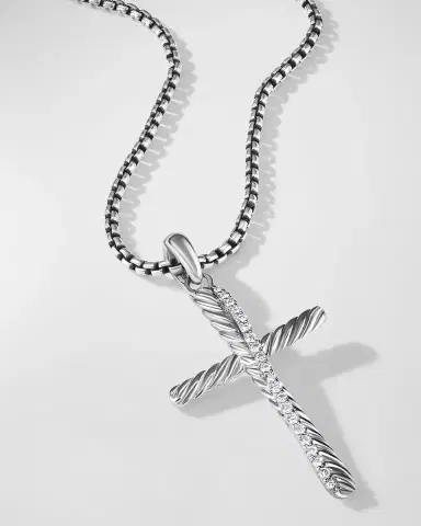 David Yurman Crossover Cross Pendant with Diamonds in Silver, 34mm | Thumbnail 2 David Yurman Crossover Cross Pendant with Diamonds in Silver, 34mm | Thumbnail 2