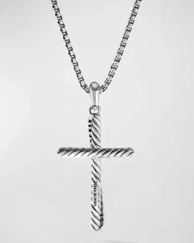 David Yurman Crossover Cross Pendant with Diamonds in Silver, 34mm | Thumbnail 3 David Yurman Crossover Cross Pendant with Diamonds in Silver, 34mm | Thumbnail 3