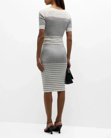 ATM Anthony Thomas Melillo Silk and Cotton Mixed Stripe Midi Skirt | Thumbnail 2 ATM Anthony Thomas Melillo Silk and Cotton Mixed Stripe Midi Skirt | Thumbnail 2