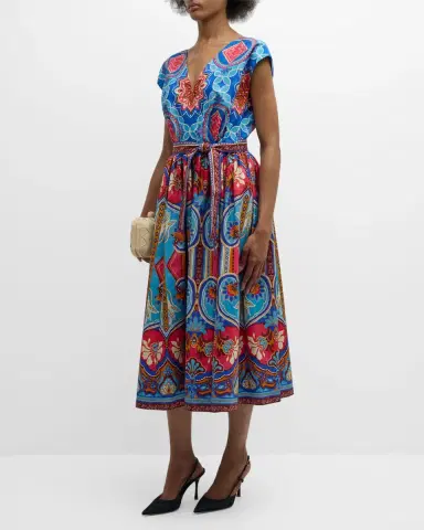 Elie Tahari The Adeline Floral-Print Cotton Midi Dress | Thumbnail 2 Elie Tahari The Adeline Floral-Print Cotton Midi Dress | Thumbnail 2