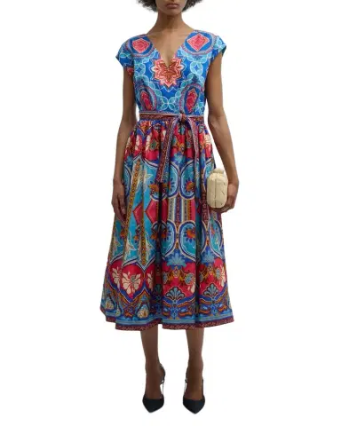 Elie Tahari The Adeline Floral-Print Cotton Midi Dress | Thumbnail 1 Elie Tahari The Adeline Floral-Print Cotton Midi Dress | Thumbnail 1