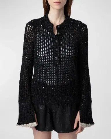 Zadig & Voltaire Halty Metallic Open-Knit Cashmere Pullover | Thumbnail 3 Zadig & Voltaire Halty Metallic Open-Knit Cashmere Pullover | Thumbnail 3