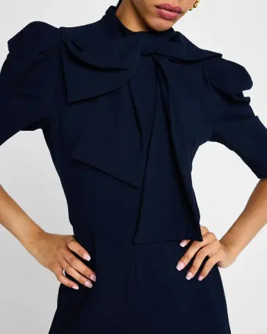 BLACK HALO Ara Puff-Sleeve Bow Jumpsuit | Thumbnail 5 BLACK HALO Ara Puff-Sleeve Bow Jumpsuit | Thumbnail 5