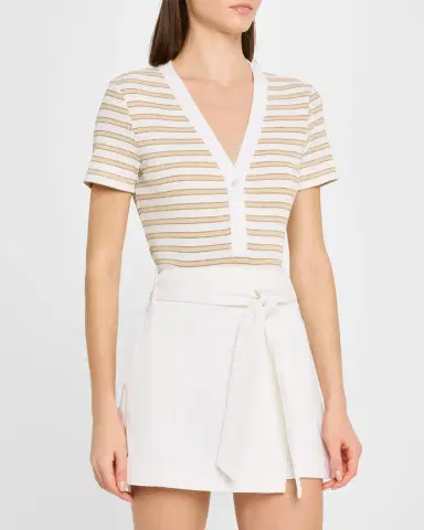 Veronica Beard Dekalb Stripe Short-Sleeve Top | Thumbnail 3 Veronica Beard Dekalb Stripe Short-Sleeve Top | Thumbnail 3