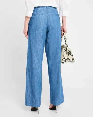 Another Tomorrow Chambray Wide Leg Pants | Thumbnail 2 Another Tomorrow Chambray Wide Leg Pants | Thumbnail 2