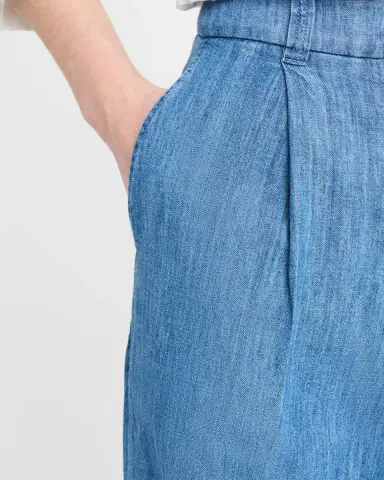 Another Tomorrow Chambray Wide Leg Pants | Thumbnail 4 Another Tomorrow Chambray Wide Leg Pants | Thumbnail 4