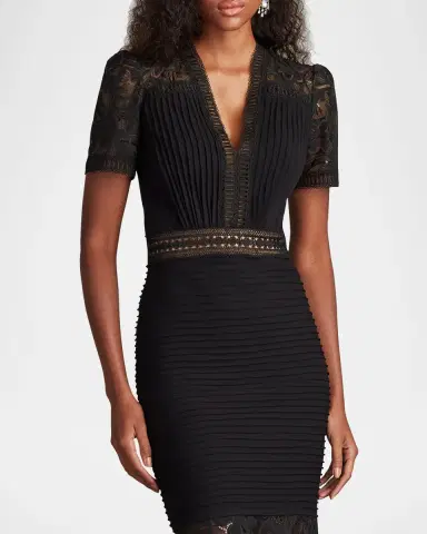 Tadashi Shoji Pintuck Bodycon Lace & Crepe Dress | Thumbnail 4 Tadashi Shoji Pintuck Bodycon Lace & Crepe Dress | Thumbnail 4