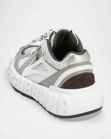 Dolce & Gabbana Kid's Reflective Mixed Media Sneakers, Kids | Thumbnail 2 Dolce & Gabbana Kid's Reflective Mixed Media Sneakers, Kids | Thumbnail 2