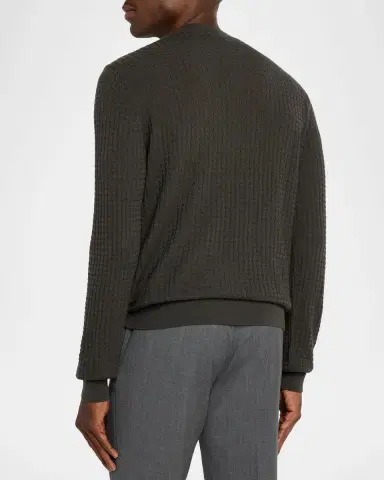 Emporio Armani Men's Square Texture Knit Crewneck Sweater | Thumbnail 2 Emporio Armani Men's Square Texture Knit Crewneck Sweater | Thumbnail 2