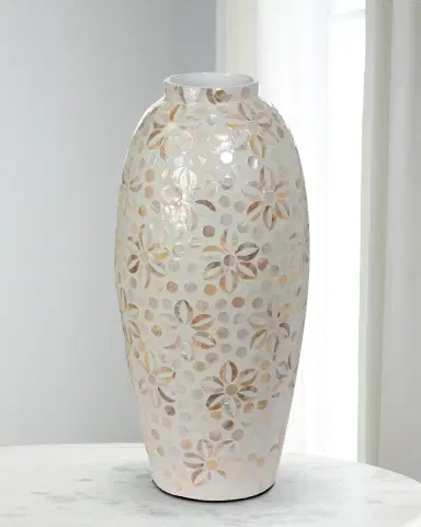Park Hill Collection Capraia Coast Large Floral Mother-of-Pearl Vase | Thumbnail 1 Park Hill Collection Capraia Coast Large Floral Mother-of-Pearl Vase | Thumbnail 1
