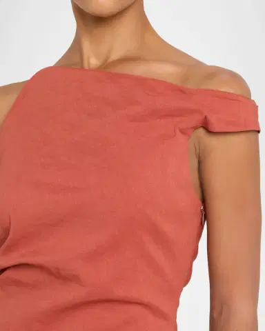 A.L.C. Lyra Draped Linen-Blend Midi Dress | Thumbnail 4 A.L.C. Lyra Draped Linen-Blend Midi Dress | Thumbnail 4