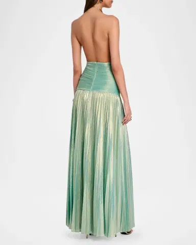 Retrofête Faelina Lamé Open-Back Choker Gown | Thumbnail 2 Retrofête Faelina Lamé Open-Back Choker Gown | Thumbnail 2