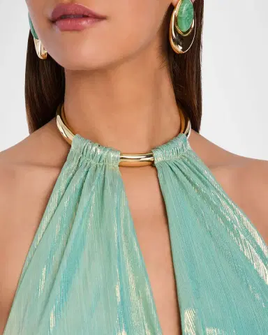 Retrofête Faelina Lamé Open-Back Choker Gown | Thumbnail 5 Retrofête Faelina Lamé Open-Back Choker Gown | Thumbnail 5
