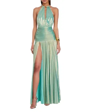Retrofête Faelina Lamé Open-Back Choker Gown | Thumbnail 1 Retrofête Faelina Lamé Open-Back Choker Gown | Thumbnail 1