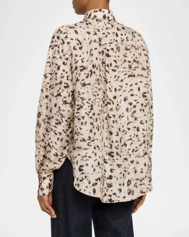 Brunello Cucinelli Speckled Button-Down Silk Shirt | Thumbnail 2 Brunello Cucinelli Speckled Button-Down Silk Shirt | Thumbnail 2