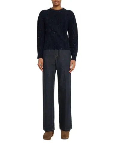 Brunello Cucinelli Cashmere-Wool Micro Sequin Ribbed Sweater | Thumbnail 1 Brunello Cucinelli Cashmere-Wool Micro Sequin Ribbed Sweater | Thumbnail 1