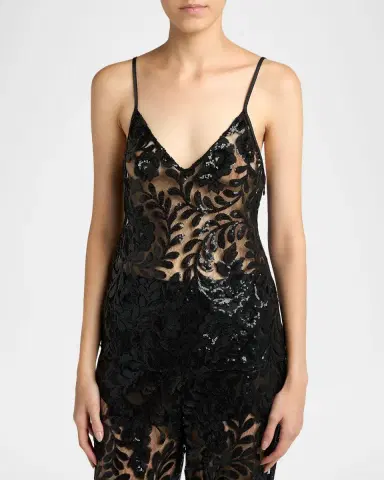 Golden Goose Journey Sequined Floral-Embroidered Tulle Tank Top | Thumbnail 3 Golden Goose Journey Sequined Floral-Embroidered Tulle Tank Top | Thumbnail 3