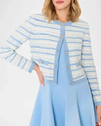 Milly Skye Striped Button-Front Cardigan | Thumbnail 3 Milly Skye Striped Button-Front Cardigan | Thumbnail 3