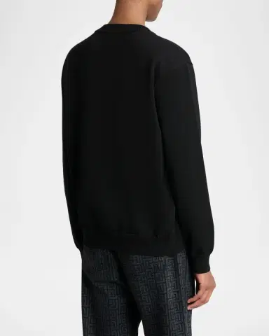 Balmain Men's Vintage Embroidered Cotton Crewneck Sweater | Thumbnail 2 Balmain Men's Vintage Embroidered Cotton Crewneck Sweater | Thumbnail 2