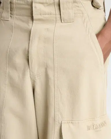 Balmain Men's Washed Cotton Loose-Fit Cargo Pants | Thumbnail 4 Balmain Men's Washed Cotton Loose-Fit Cargo Pants | Thumbnail 4