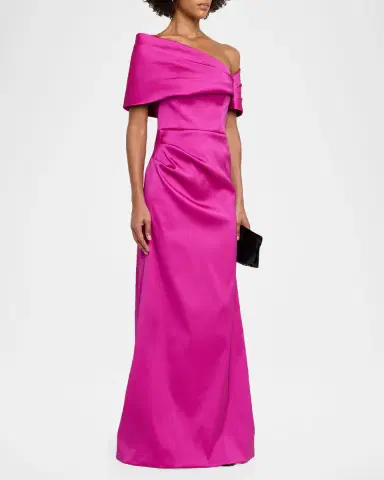 Rickie Freeman for Teri Jon One-Shoulder Stretch Mikado Gown | Thumbnail 3 Rickie Freeman for Teri Jon One-Shoulder Stretch Mikado Gown | Thumbnail 3