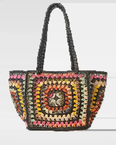 BTB Los Angeles Everly Geometric Woven Raffia Tote Bag | Thumbnail 2 BTB Los Angeles Everly Geometric Woven Raffia Tote Bag | Thumbnail 2